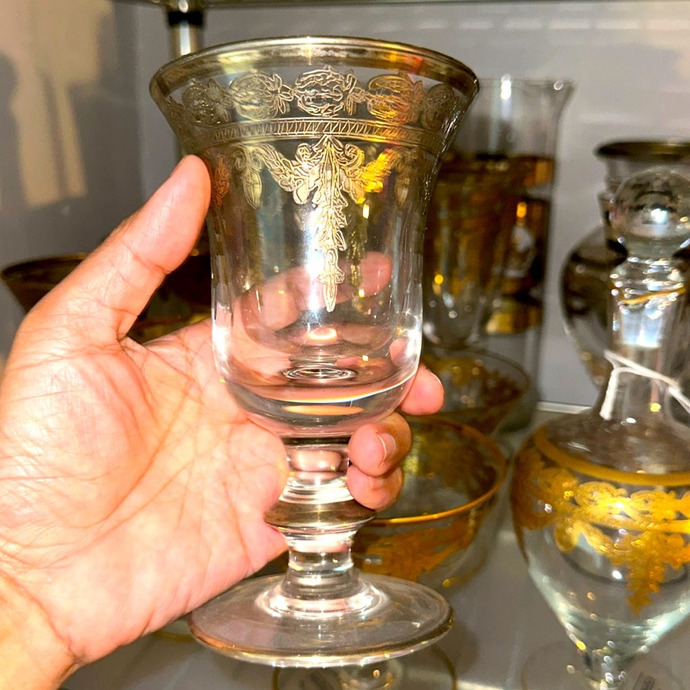 ARTE ITALICA "Vetro" Water Glasses-24k Gold Plated by Neiman Marcus (Set of 4)